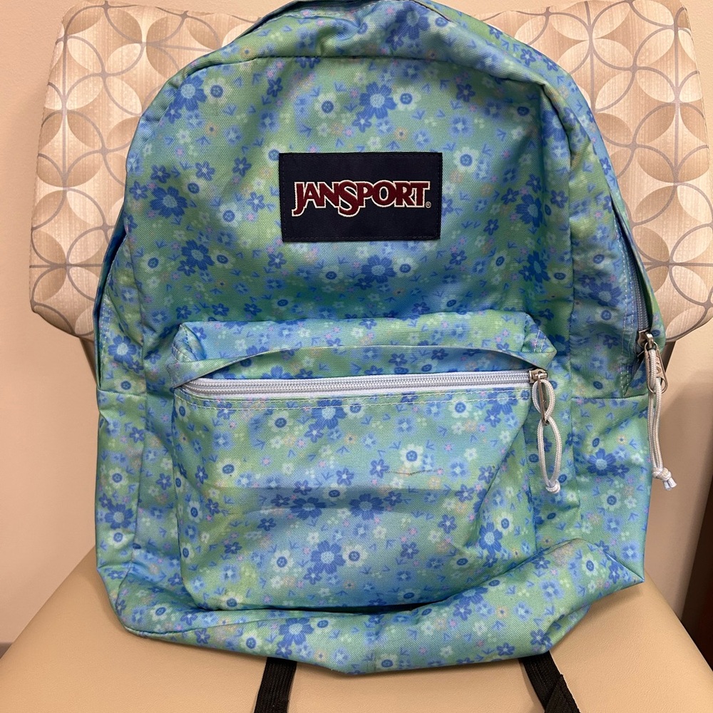 Jansport Mint Green and Light Blue Patterned Backpack